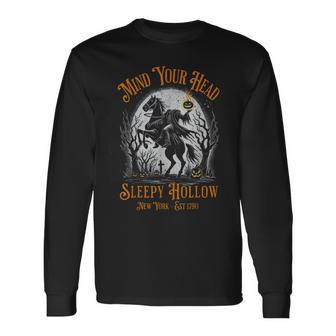 Vintage Mind Your Head Sleepy Hollow Headless Horseman Long Sleeve T-Shirt - Thegiftio UK