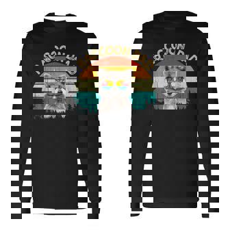 Vintage Retro Wild Animalummerunglass Common Raccoon Dad 長袖Tシャツ - Kawaiitshirt