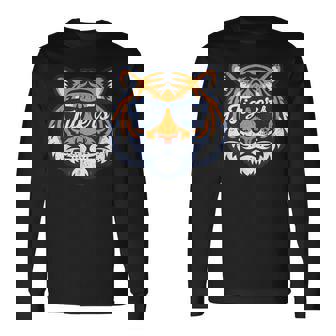 Vintage Tiger Wearing Sunglasses Retro Graphic Tiger Long Sleeve T-Shirt - Monsterry