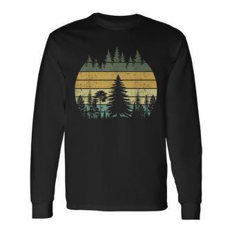 Vintage Wildlife Nature Forest Trees Hiking Outdoors Long Sleeve T-Shirt - Thegiftio UK