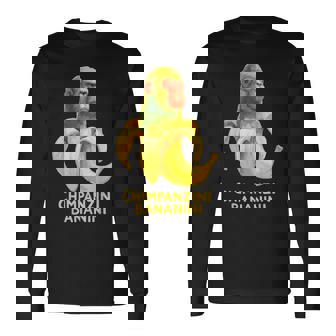 Watercolor Monkey Meme Italian Brainrot Chimpanzini Bananini Long Sleeve T-Shirt - Thegiftio