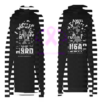 I Wear Purple For My Husband Dementia Alzheimers Awareness Long Sleeve T-Shirt - Monsterry