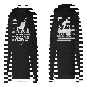 Wolf Animal Lover Retro Uncle Wolf Father's Day Long Sleeve T-Shirt - Thegiftio UK