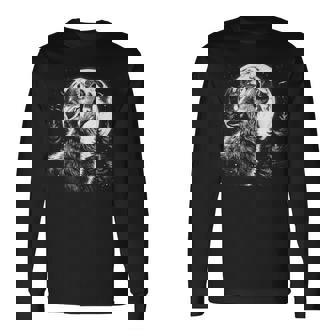 Graphic Wolf Howling Moon Forest Nature Wildlife Animal Long Sleeve T-Shirt - Thegiftio