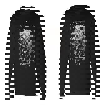 Wolf Sheep Horror Creepy Folklore Scary Goth Alt Aesthetic Long Sleeve T-Shirt - Thegiftio UK
