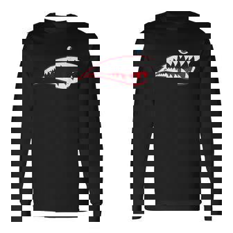 Ww2 ノーズアート第二次世界大戦退役機シャークノーズアート 長袖Tシャツ - Kawaiitshirt