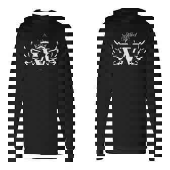 W文字クイーン W英文字 W王冠 大文字アルファベットwモノグラム 長袖Tシャツ - Kawaiitshirt