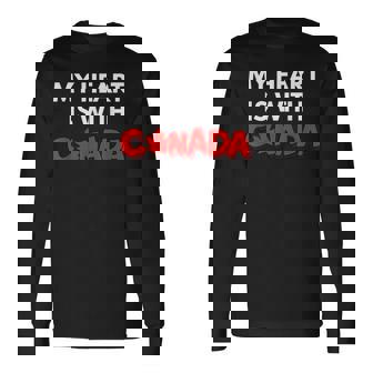 「My Heart Is With Canada」 – カナダ人と強く立つ 長袖Tシャツ - Kawaiitshirt