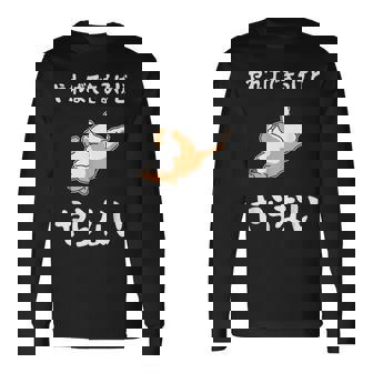 「やればできるけどやらない」柴犬 文字入り おもしろ 筆文字 面白い 服 面白い 長袖Tシャツ - Kawaiitshirt