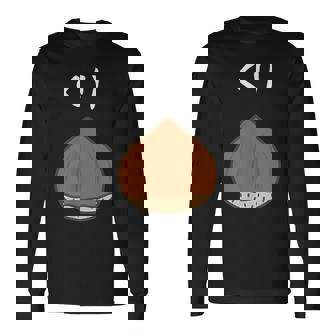 【くり】栗 可愛い おもしろ 面白い 秋 旬 食べ物 ネタ ウケ狙い かわいい 食品 ユニーク ウケる 和菓子 カワイイ 長袖Tシャツ - Kawaiitshirt