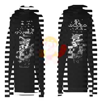 【こまめな水分補給】面白いレッドパンダ 熱中症対策 お酒 ビール 夏 暑さ おもしろ 面白い 可愛い ネタ ウケ狙い 長袖Tシャツ - Kawaiitshirt