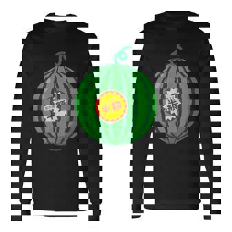 【スイカ】（半額シール）遊び心 おもしろ 夏服 面白い お笑い ユーモア ギャグ ネタ ウケ狙い 笑える 変な 食べ物 長袖Tシャツ - Kawaiitshirt