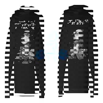 【デブは仮の姿】面白い ギャグ ネタ ウケ狙い ふざけ 笑える 笑いが取れる 筋トレパンダ イラスト付き 応援メッセージ 長袖Tシャツ - Kawaiitshirt