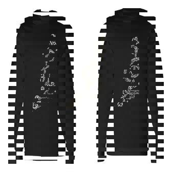 【ト音記号】音楽 ト音記号 イラスト トライバル風 メンズ レディース キッズ お揃いコーデ 丸襟 長袖Tシャツ - Kawaiitshirt