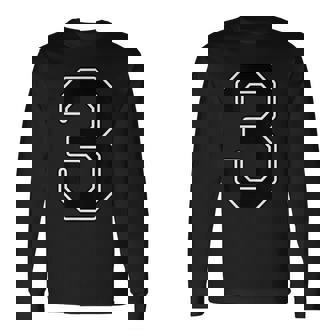 【両面プリント・表裏】3 数字 背番号・胸 ユニフォーム ナンバー【ブラック／黒の文字】スポーツ 部活 チーム 野球 長袖Tシャツ - Kawaiitshirt