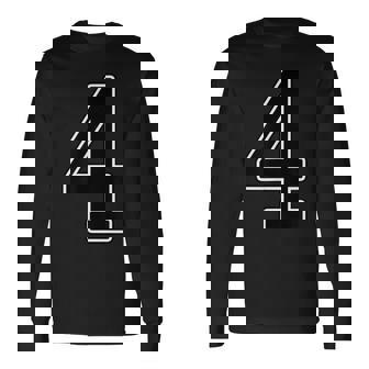 【両面プリント・表裏】4 数字 背番号・胸 ユニフォーム ナンバー【ブラック／黒の文字】スポーツ 部活 チーム 野球 長袖Tシャツ - Kawaiitshirt