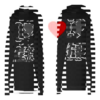 【両面プリント・表裏】アイラブ・佐渡（I Love ハート）佐渡ヶ島 Jimo-T ジモティ 地元愛 面白 長袖Tシャツ - Kawaiitshirt