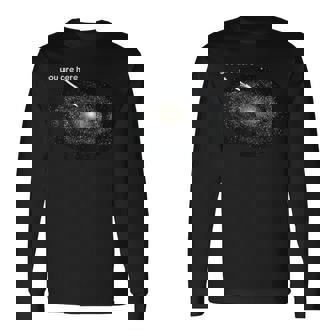 あなたはここにいます私は天文学ギャラクシー月面着陸惑星 長袖Tシャツ - Kawaiitshirt