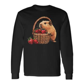 いちご モルモット いちご 野生動物 かわいい モルモット 長袖Tシャツ - Kawaiitshirt