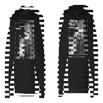 いや 猫と一緒にいい女 80年代 アニメ ヴィンテージ 漫画 長袖Tシャツ - Kawaiitshirt