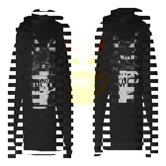 おかしな猫 コーヒーマグと黒猫 Nope 長袖Tシャツ - Kawaiitshirt