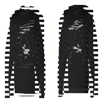 おもしろい エイリアン 牛 誘拐 ゲットミルク Ufo フライングソーサー 長袖Tシャツ - Kawaiitshirt