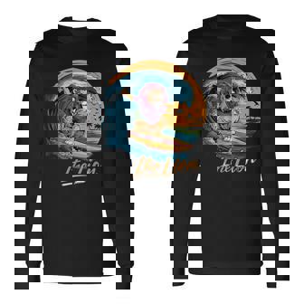 おもしろい ライオン サーフィン ライオン スポーツ サーファー 動物 恋人 夏 長袖Tシャツ - Kawaiitshirt