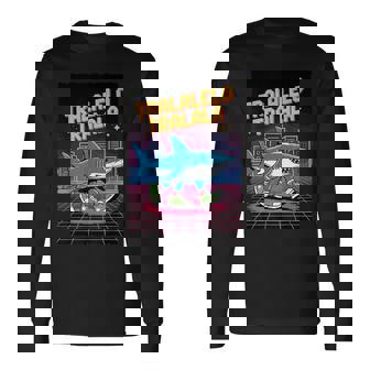 おもしろイタリアンゲーマー ミーム トララレロ トラララ 8ビット シャーク キッズ 長袖Tシャツ - Kawaiitshirt