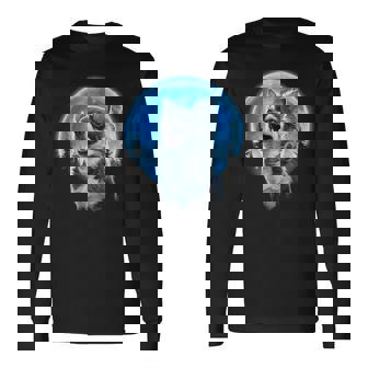 おもしろチワワ吠え月 チワワオーナー。 長袖Tシャツ - Kawaiitshirt