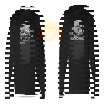 おもしろトイプードル 子犬 ポケットに入れたかわいいペット愛好家 長袖Tシャツ - Kawaiitshirt