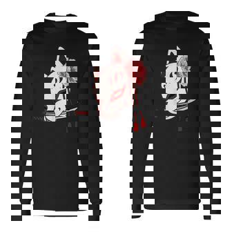 かたな付きキツネマスク 長袖Tシャツ - Kawaiitshirt