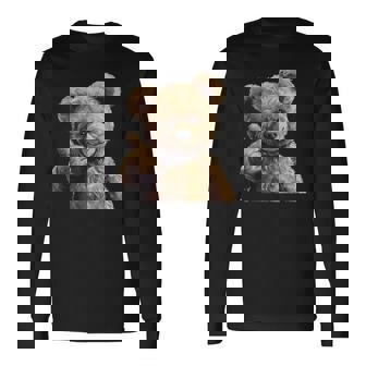 かっこいいテディベア 親指付き 長袖Tシャツ - Kawaiitshirt