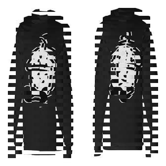 かわいい どんぐり 笑顔 ハッピー どんぐり ブラックワーク ミニマリスト 長袖Tシャツ - Kawaiitshirt