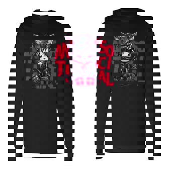 かわいい アニメ ゴシック 猫 ちび反社会的 メンヘラ グランジ 長袖Tシャツ - Kawaiitshirt