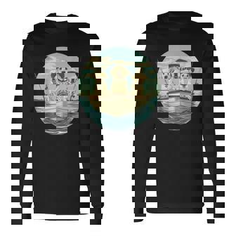 かわいい イエロー ラブラドールレトリバー 犬 釣り ボート 湖 犬 長袖Tシャツ - Kawaiitshirt