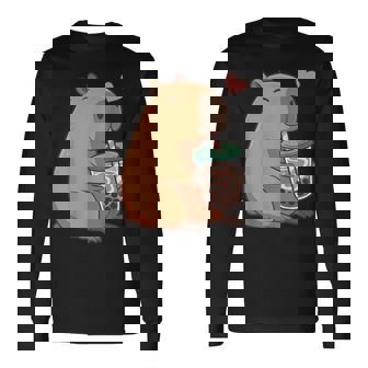 かわいい カピバラ ドリンク バブルティー カワイイ Capy Lover キッズ ガールズ 長袖Tシャツ - Kawaiitshirt