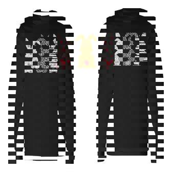 かわいい ヒョウ イースター バニー ウサギ トリオ フローラル ハッピーイースター 長袖Tシャツ - Kawaiitshirt