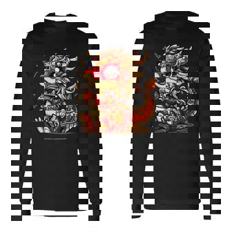 かわいい かわいい 赤 金 龍 中国 旧正月 縁起物 長袖Tシャツ - Kawaiitshirt