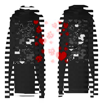 かわいいてんとう虫とハートのてんとう虫柄 長袖Tシャツ - Kawaiitshirt