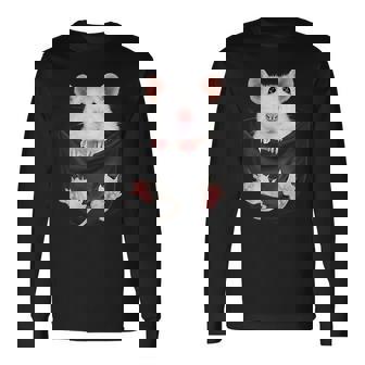 かわいいねずみポケットネズミ好き 長袖Tシャツ - Kawaiitshirt