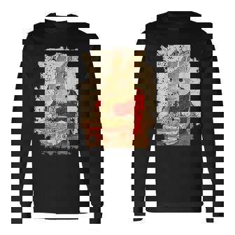 かわいいウサギが麺をすする 長袖Tシャツ - Kawaiitshirt