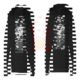 かわいいウーパールートル ホット チョコレート マシュマロ チョコレート ウーパールーパー 長袖Tシャツ - Kawaiitshirt