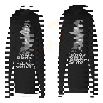 かわいいカワウソと魚と面白い言い方おかしいカワウソ 長袖Tシャツ - Kawaiitshirt