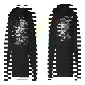 かわいいカワウソの顔のコスチューム エレキギター付き 音楽ファン向け 長袖Tシャツ - Kawaiitshirt