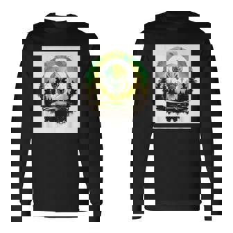 かわいいグリーンエイリアンヘッドufoスペースフェイス 長袖Tシャツ - Kawaiitshirt