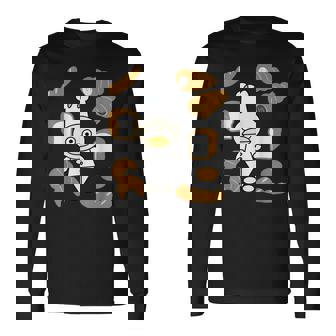 かわいいコックさん パン屋さん編 鳥 フランスパン クロワッサン チョコレートコルネ 食パン 料理 おいしい おもしろ 長袖Tシャツ - Kawaiitshirt