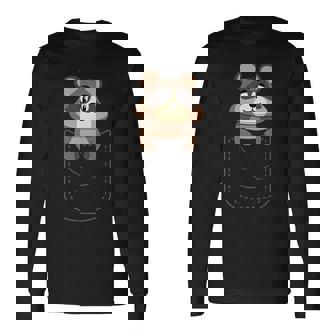 かわいいタヌキ胸ポケット 長袖Tシャツ - Kawaiitshirt