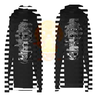 かわいいトイプードル 犬食べるラーメン 長袖Tシャツ - Kawaiitshirt