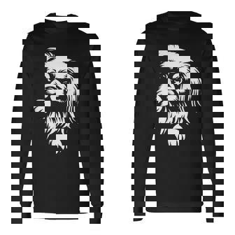 かわいいペキニーズのぞき見犬のグラフィック デザイン 長袖Tシャツ - Kawaiitshirt