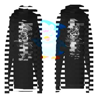 かわいいペンギンのサメのフュージョン漫画コスチューム。 長袖Tシャツ - Kawaiitshirt